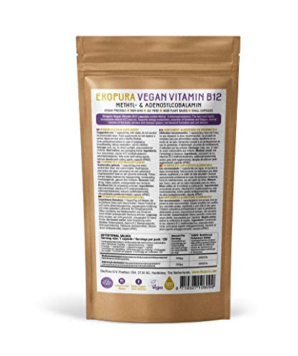 Vegan Vitamin B12 - Methylcobalamin & Adenosylcobalamin 1000mcg - 120 Small Capsules