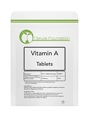 Vitamin A Tablets High Strength 7500iu Retinol Acetate | Natural Foundation Supplements (Prime 240 Tablets) at WK Organics UK online shop in: Health & Personal Care B