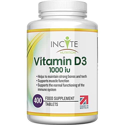 Vitamin D 1000iu - 400 Premium Vitamin D3 Easy-Swallow Micro Tablets - One a Day High Strength Cholecalciferol VIT D3 - Vegetarian Supplement - Made in The UK by Incite Nutrition at WK Organics UK online shop in: Health & Personal Care B